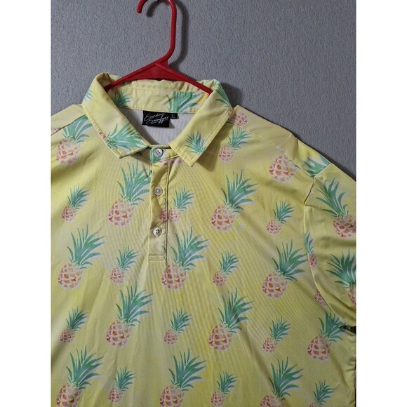 Sunday Swagger Shirt Adult XL Yellow Pineapple Polo Performance Golf Preppy Mens - Picture 2 of 8
